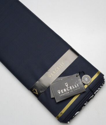 Vercelli Italy Super 150's Checks 70% Merino Wool Suiting Fabric (Dark Blue)