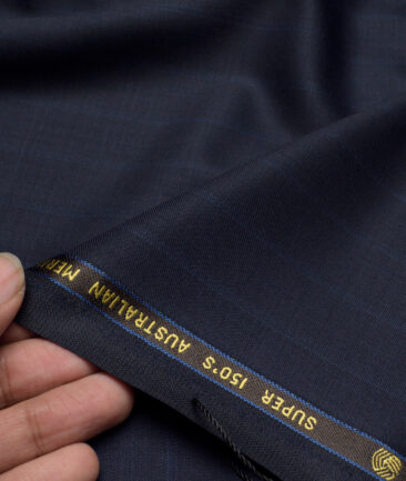 Vercelli Italy Super 150's Striped 70% Merino Wool Suiting Fabric (Dark Blue)