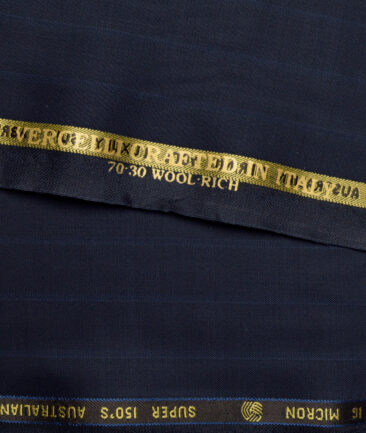 Vercelli Italy Super 150's Striped 70% Merino Wool Suiting Fabric (Dark Blue)