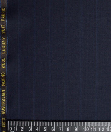 Vercelli Italy Super 150's Striped 70% Merino Wool Suiting Fabric (Dark Blue)