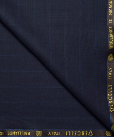 Vercelli Italy Super 150's Striped 70% Merino Wool Suiting Fabric (Dark Blue)