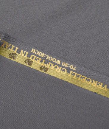 Vercelli Italy Super 150's Striped 70% Merino Wool Suiting Fabric (Grey)