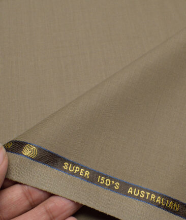 Vercelli Italy Super 150's Solids 70% Merino Wool Suiting Fabric (Khakhi Brown)