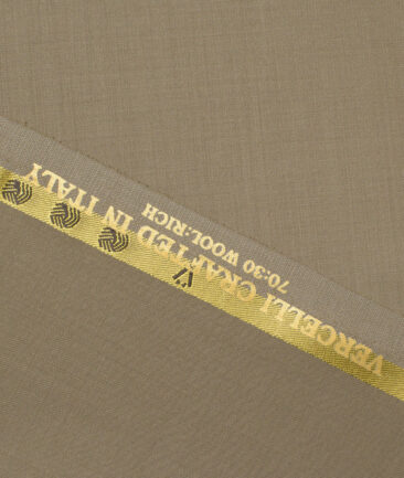 Vercelli Italy Super 150's Solids 70% Merino Wool Suiting Fabric (Khakhi Brown)