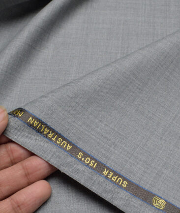 Vercelli Italy Super 150's Self Design 70% Merino Wool Suiting Fabric (Light Worsted Grey)