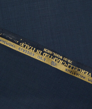 Vercelli Italy Super 130's Self Design 70% Merino Wool Suiting Fabric (Deep Ocean Blue)