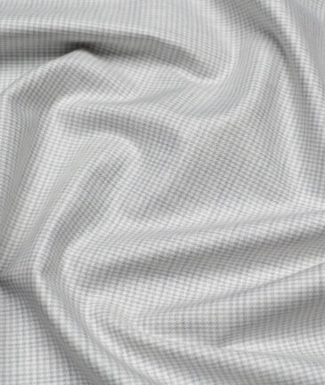 Tresca by Arvind  Superfine Cotton Checks Shirting Fabric (White & Grey) - Image 2