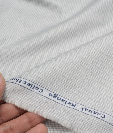 Tresca by Arvind  Superfine Cotton Checks Shirting Fabric (White & Grey) - Image 3