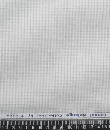 Tresca by Arvind  Superfine Cotton Checks Shirting Fabric (White & Grey) - Image 4
