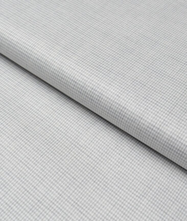 Tresca by Arvind  Superfine Cotton Checks Shirting Fabric (White & Grey) - Image 5