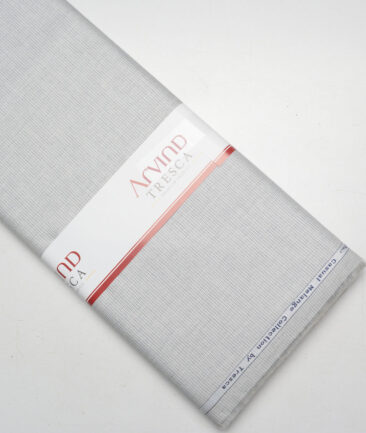 Tresca by Arvind  Superfine Cotton Checks Shirting Fabric (White & Grey) - Image 6