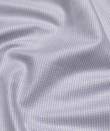 Tresca by Arvind  Superfine Cotton Checks Shirting Fabric (White & Purple) - Image 2