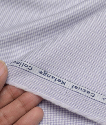 Tresca by Arvind  Superfine Cotton Checks Shirting Fabric (White & Purple) - Image 3