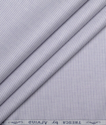 Tresca by Arvind  Superfine Cotton Checks Shirting Fabric (White & Purple)