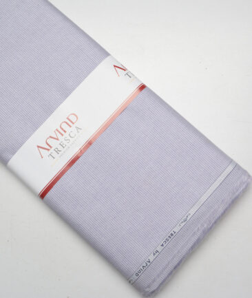 Tresca by Arvind  Superfine Cotton Checks Shirting Fabric (White & Purple) - Image 6