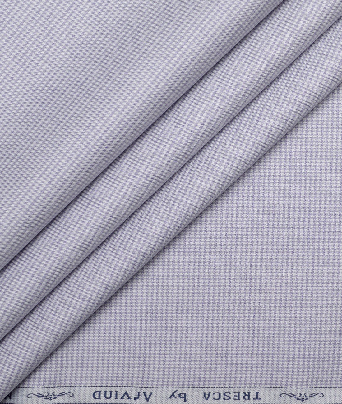 Tresca by Arvind Superfine Cotton Checks Shirting Fabric (White & Purple) - Image 1