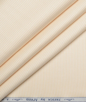 Tresca by Arvind  Giza Cotton Structured Shirting Fabric (White & Beige)