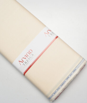 Tresca by Arvind  Giza Cotton Structured Shirting Fabric (White & Beige) - Image 6