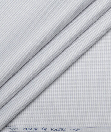 Tresca by Arvind  Giza Cotton Structured Shirting Fabric (White & Grey)