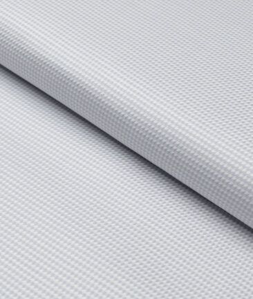 Tresca by Arvind  Giza Cotton Structured Shirting Fabric (White & Grey) - Image 5