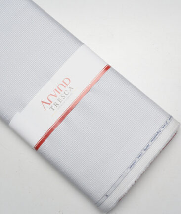 Tresca by Arvind  Giza Cotton Structured Shirting Fabric (White & Grey) - Image 6