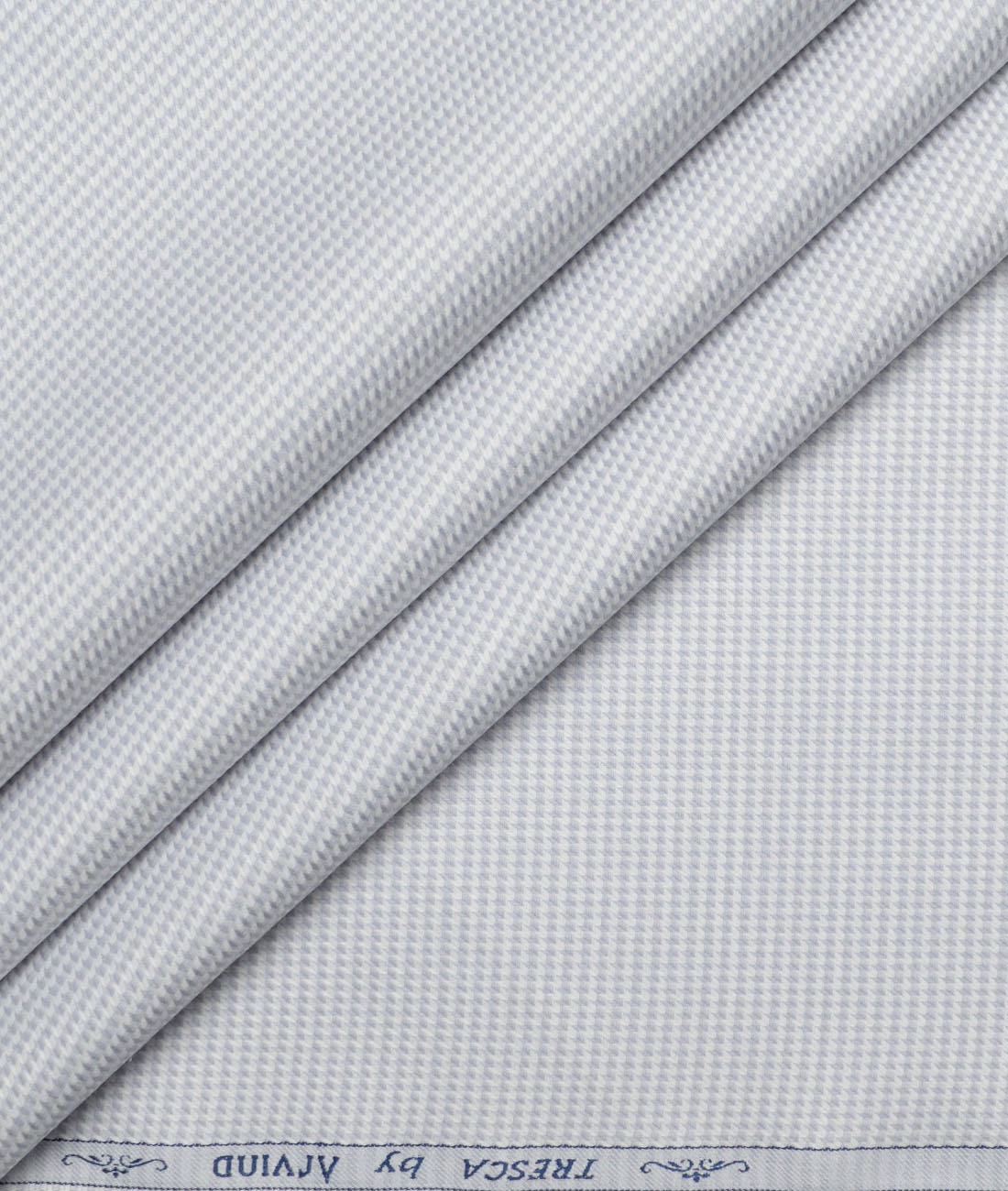 Tresca by Arvind Giza Cotton Structured Shirting Fabric (White & Grey) - Image 1