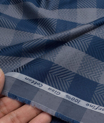 Tresca by Arvind  Giza Cotton Checks Shirting Fabric (Grey) - Image 3