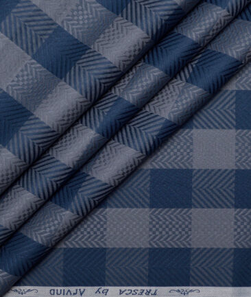 Tresca by Arvind  Giza Cotton Checks Shirting Fabric (Grey)