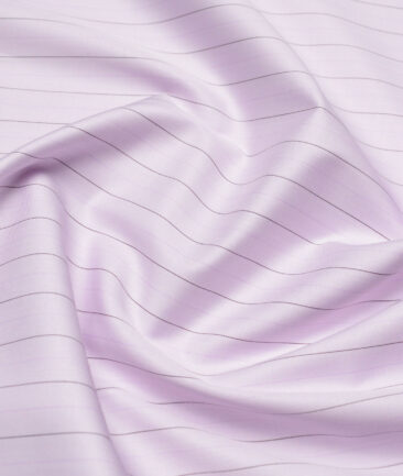 Primante by Arvind 1 Ply 90's Giza Cotton Striped Shirting Fabric (Light Purple) - Image 2
