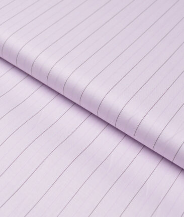 Primante by Arvind 1 Ply 90's Giza Cotton Striped Shirting Fabric (Light Purple) - Image 5