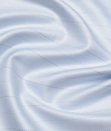 Primante by Arvind 2 Ply 100's Giza Cotton Striped Shirting Fabric (Sky Blue) - Image 2