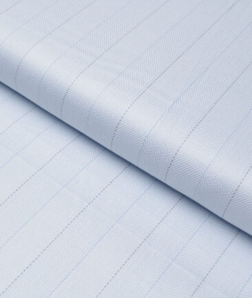 Primante by Arvind 2 Ply 100's Giza Cotton Striped Shirting Fabric (Sky Blue) - Image 5