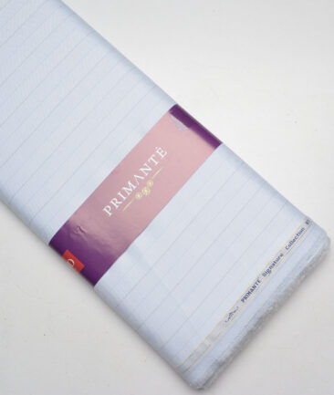 Primante by Arvind 2 Ply 100's Giza Cotton Striped Shirting Fabric (Sky Blue) - Image 6