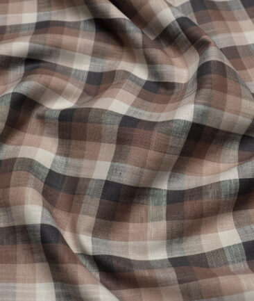 Tresca by Arvind  Superfine Cotton Checks Shirting Fabric (Cream) - Image 2