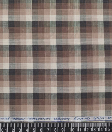 Tresca by Arvind  Superfine Cotton Checks Shirting Fabric (Cream) - Image 4