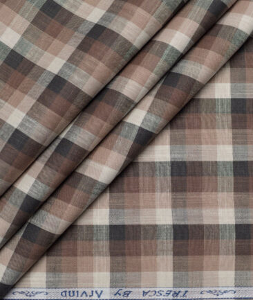 Tresca by Arvind  Superfine Cotton Checks Shirting Fabric (Cream)