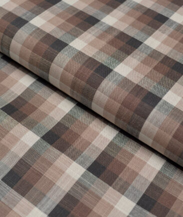 Tresca by Arvind  Superfine Cotton Checks Shirting Fabric (Cream) - Image 5