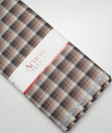 Tresca by Arvind  Superfine Cotton Checks Shirting Fabric (Cream) - Image 6