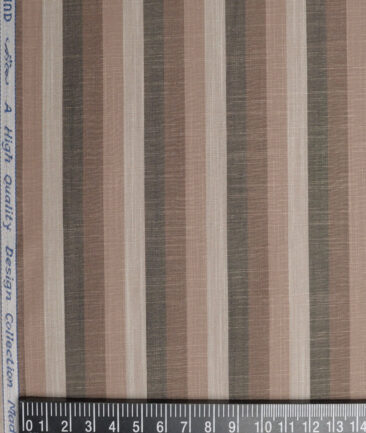 Tresca by Arvind  Superfine Cotton Striped Shirting Fabric (Light Brown) - Image 4