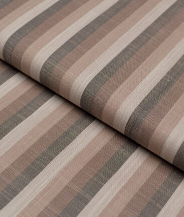 Tresca by Arvind  Superfine Cotton Striped Shirting Fabric (Light Brown) - Image 5