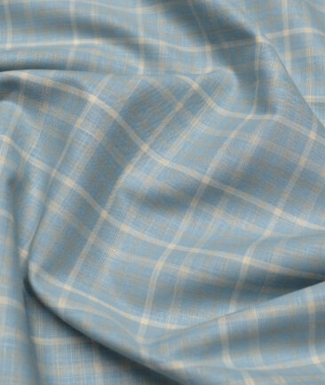 Tresca by Arvind  Superfine Cotton Checks Shirting Fabric (Opal Blue) - Image 2