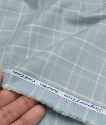Tresca by Arvind  Superfine Cotton Checks Shirting Fabric (Opal Blue) - Image 3