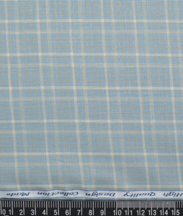 Tresca by Arvind  Superfine Cotton Checks Shirting Fabric (Opal Blue) - Image 4
