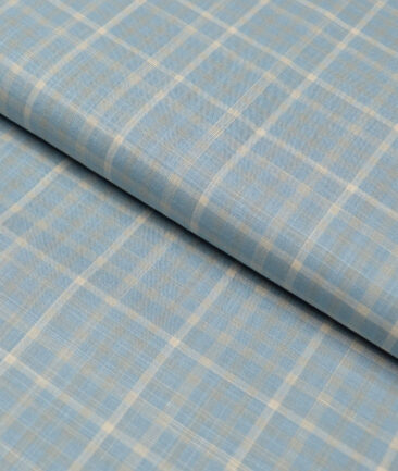 Tresca by Arvind  Superfine Cotton Checks Shirting Fabric (Opal Blue) - Image 5