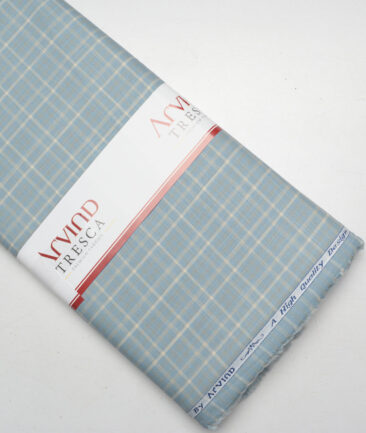 Tresca by Arvind  Superfine Cotton Checks Shirting Fabric (Opal Blue) - Image 6