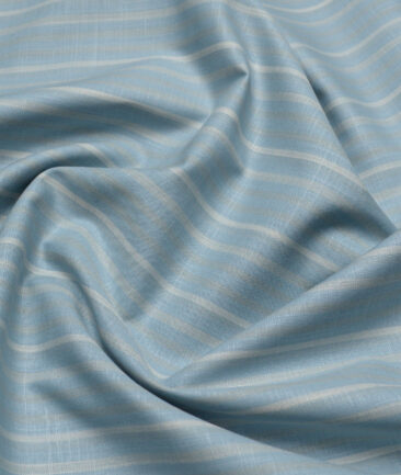 Tresca by Arvind  Superfine Cotton Striped Shirting Fabric (Opal Blue) - Image 2