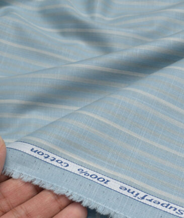 Tresca by Arvind  Superfine Cotton Striped Shirting Fabric (Opal Blue) - Image 3