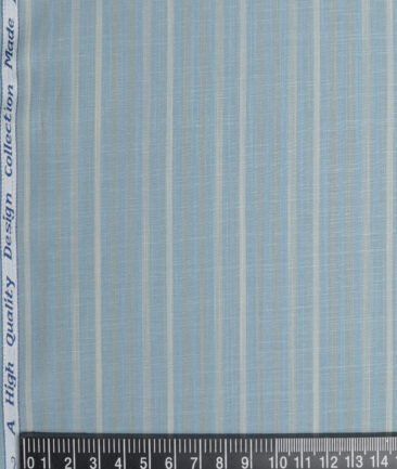 Tresca by Arvind  Superfine Cotton Striped Shirting Fabric (Opal Blue) - Image 4