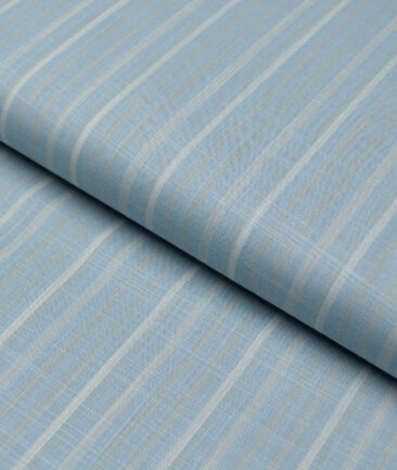 Tresca by Arvind  Superfine Cotton Striped Shirting Fabric (Opal Blue) - Image 5