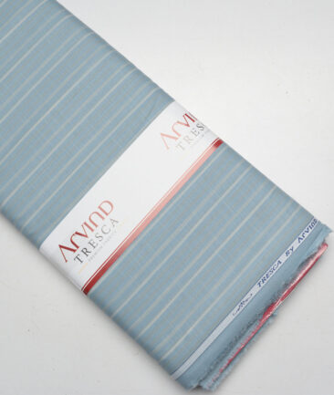 Tresca by Arvind  Superfine Cotton Striped Shirting Fabric (Opal Blue) - Image 6